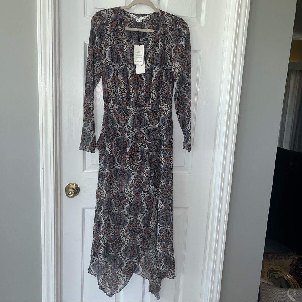 Veronica Beard Sazan Dress Off-White Multi Paisley Sleeve 4 New *Factory Flaw